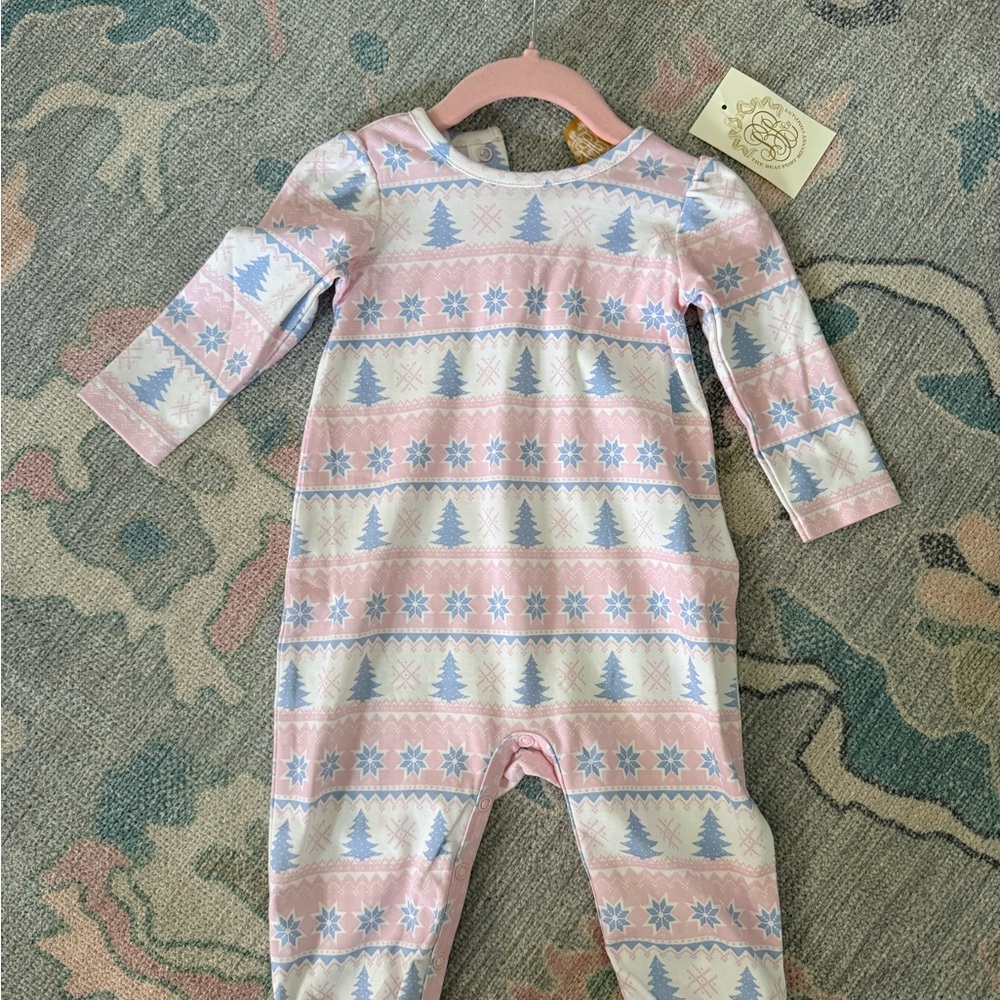 Pink and Blue Patterned Baby Onesie